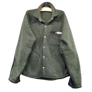 Caesars Rewards Men's Snap Sweater Jacket Heather Green XL Raglan Sleeve